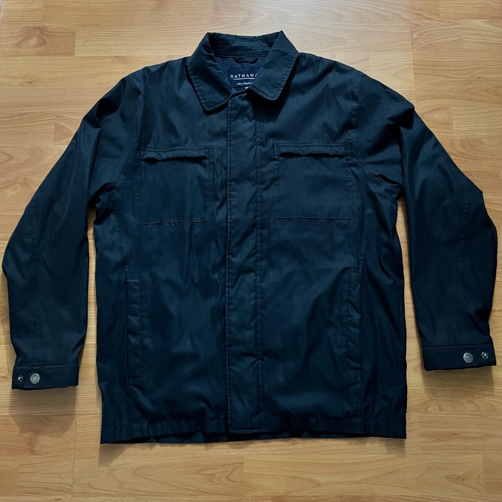 Hathaway Men's Jacket Black Zip Up Long Sleeves Size Medium (OJ-103)
